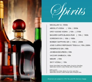 Spirits Menu TSBar